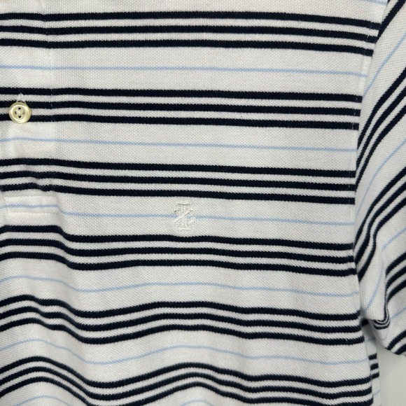 Izod Polo Shirt Men's S Blue Striped‎ Cotton Golf Short Sleeve Collared Classic - Picture 3 of 8